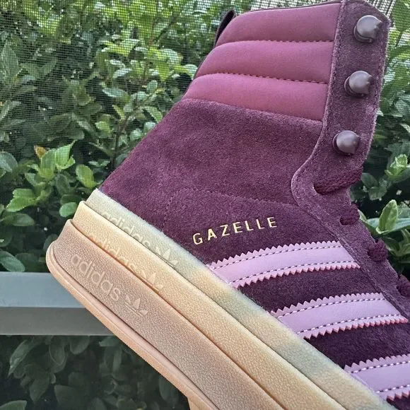 Adidas Gazelle High Boots Maroon Gum Women's Athletic Shoes ID6882